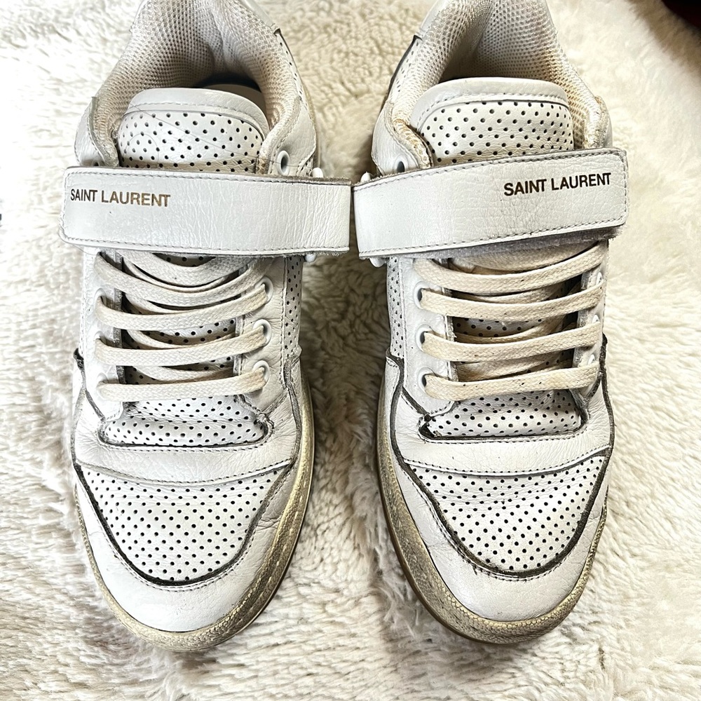 Saint Laurent SL24 Sneakers 37 White Calfskin Perforated Womens - Picture 6 of 6